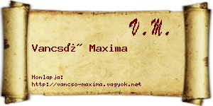 Vancsó Maxima névjegykártya